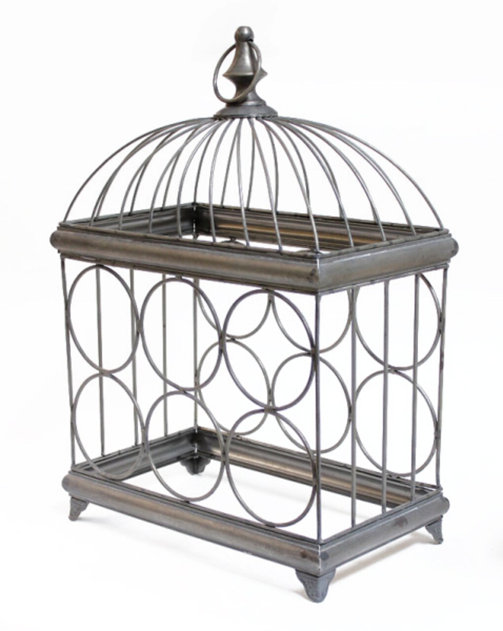 Melrose 19" Rustic Metal Birdcage Wine 6-Bottle Holder Storage Rack